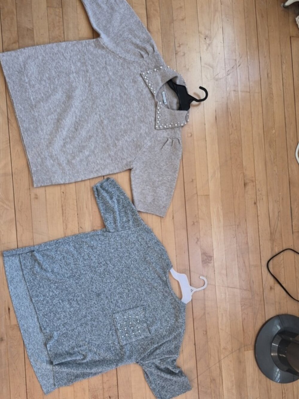 Pearl Detail Sweater & Top Set | Taupe & Gray